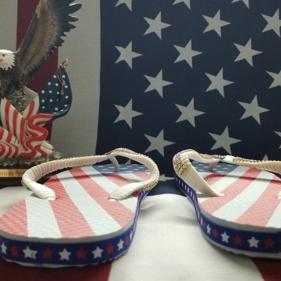 Women's American Flip flops, 4th July flip flops, Independence Day flip flops. - Picture 14 of 17